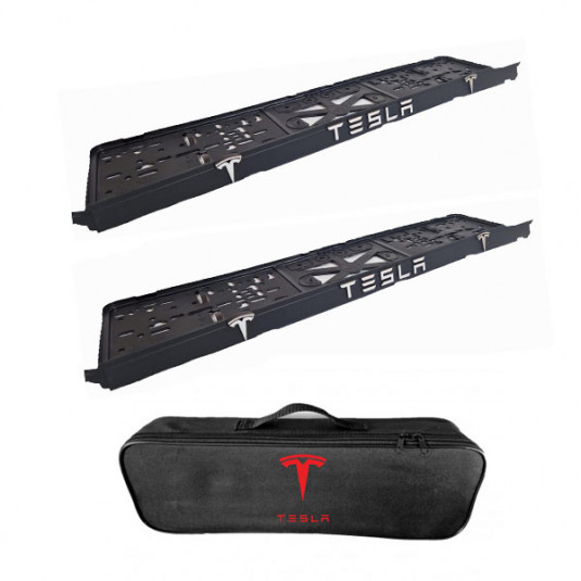 2x podložky ŠPZ  a taška TESLA- sada