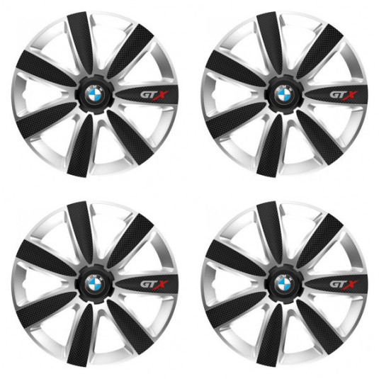 Puklice pre BMW 14 GTX CARBON silver/black