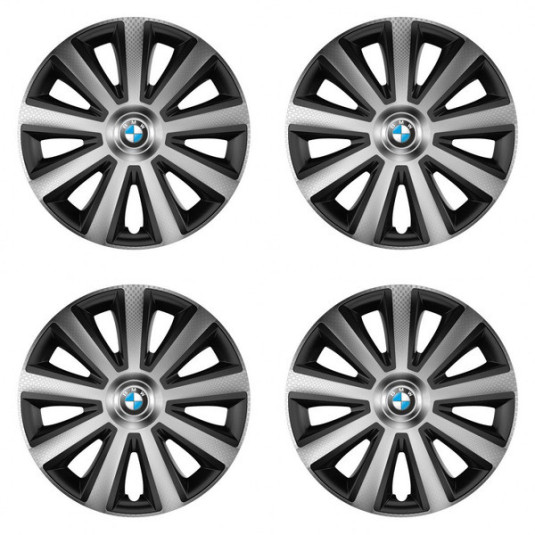 Puklice pre BMW 16 Aviator carbon silver&black