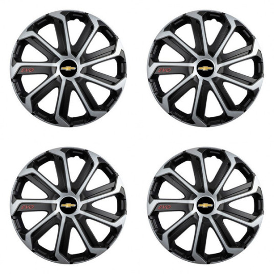 Puklice pre Chevrolet 15 Evo black&silver
