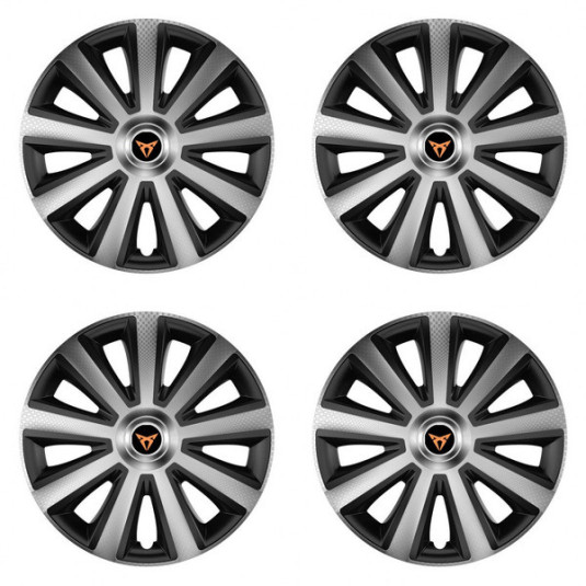 Puklice pre Cupra 15 Aviator carbon silver&black