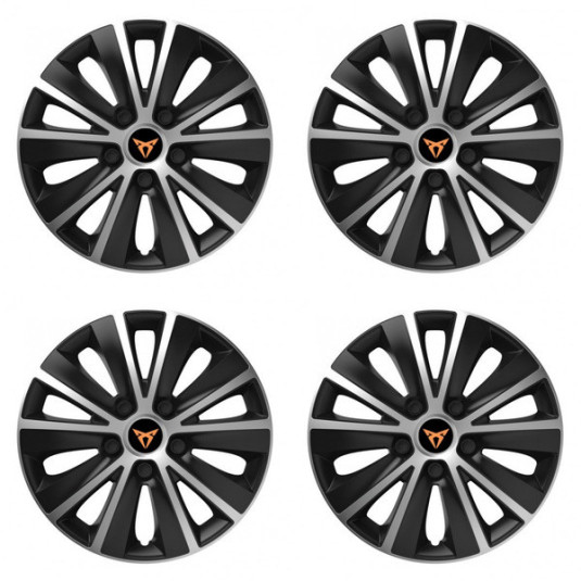 Puklice pre Cupra 15 RAPIDE silver and black