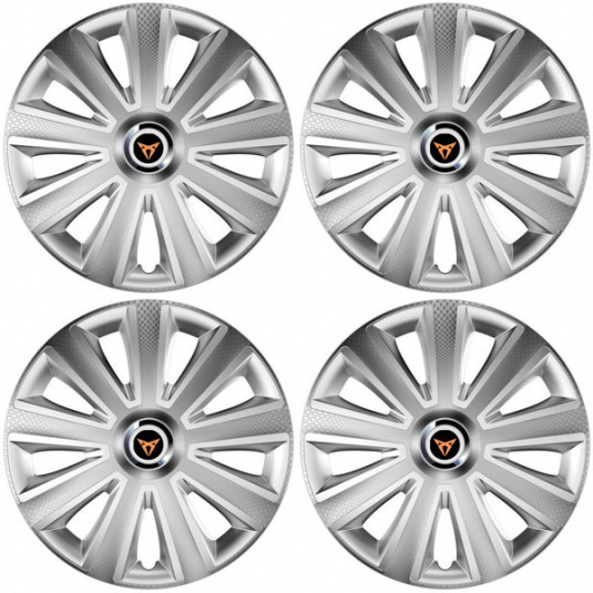 Puklice pre Cupra 16 Aviator carbon RC 16 silver