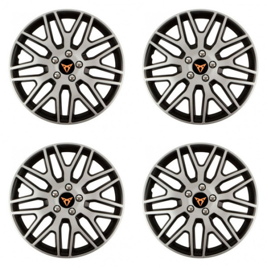 Puklice pre Cupra 16 Dakar NC silver and black