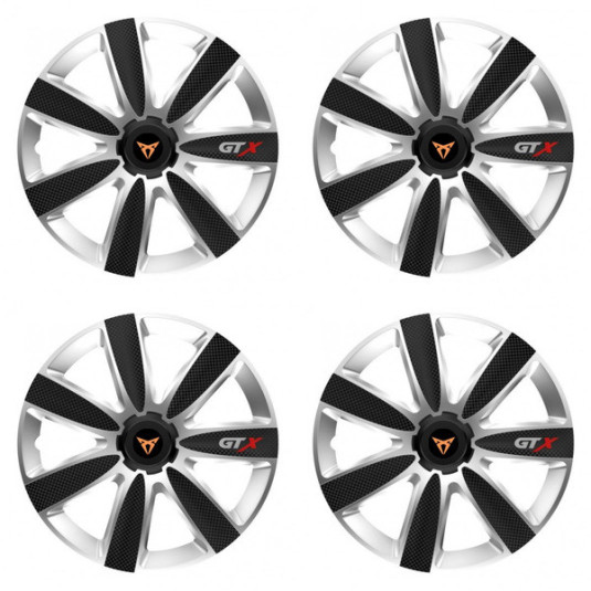 Puklice pre Cupra 16 GTX CARBON silver/black