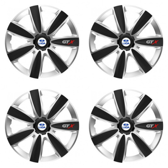 Puklice pre Lada 14 GTX CARBON silver/black