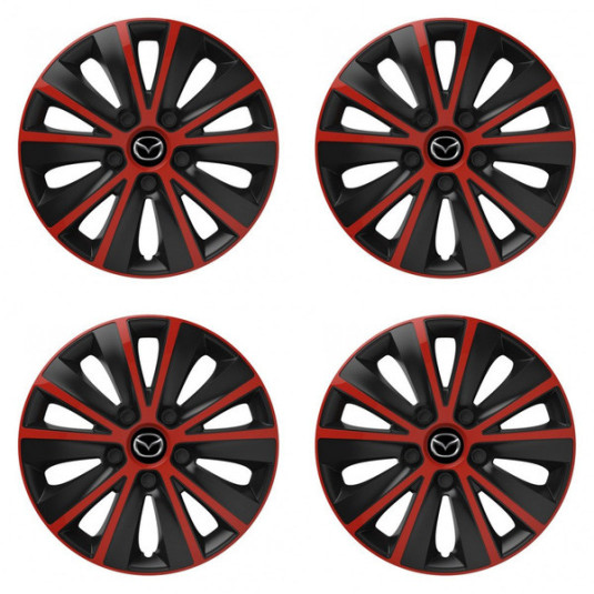 Puklice pre Mazda 14 RAPIDE red and black