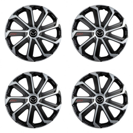 Puklice pre Mazda 15 Evo black&silver