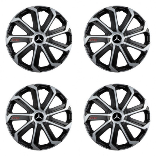 Puklice pre Mercedes 15 Evo black&silver