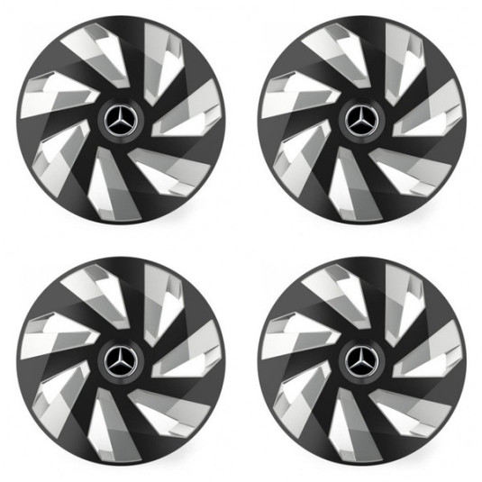 Puklice pre Mercedes 15 Vector RC black and silver