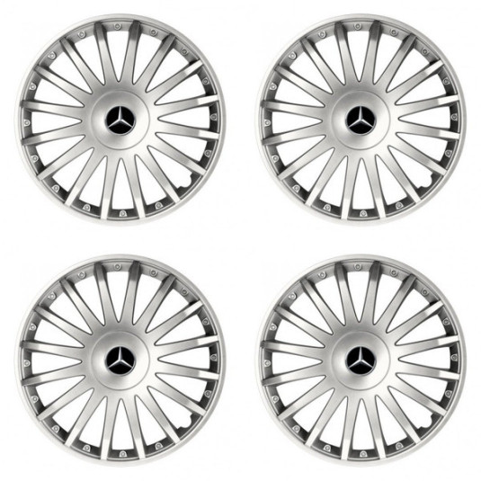 Puklice pre Mercedes 16 CRYSTAL silver