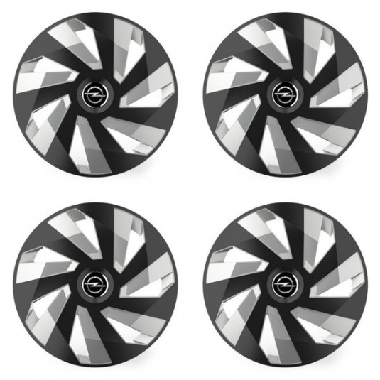 Puklice pre Opel 16 Vector RC black and silver