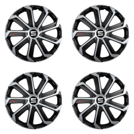 Puklice pre Seat 16 Evo black&silver