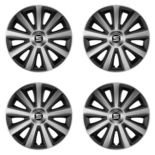 Puklice pre Seat 16 Aviator carbon silver&black