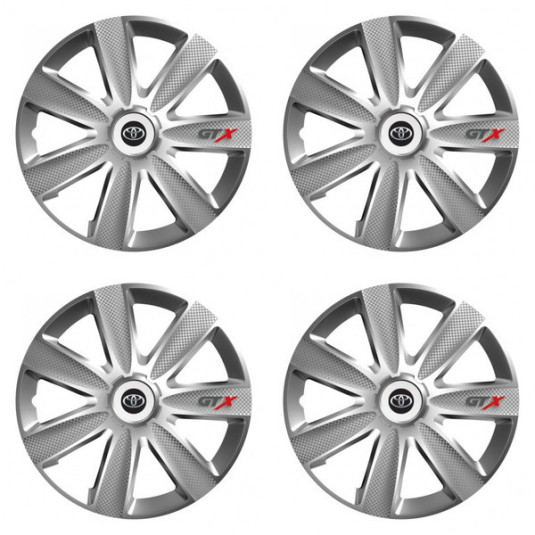 Puklice pre Toyota 16 GTX CARBON silver