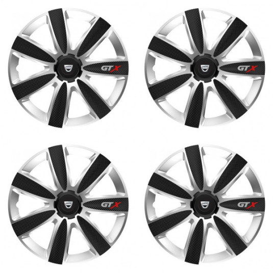 Puklice pre Dacia (staršie logo) 14 GTX CARBON silver/black