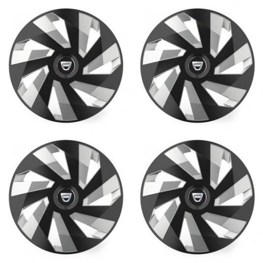 Puklice pre Dacia (staršie logo) 16 Vector RC black and silver