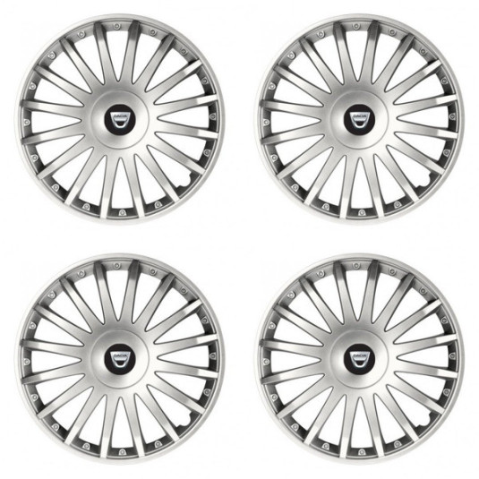 Puklice pre Dacia (staršie logo) 16 CRYSTAL silver