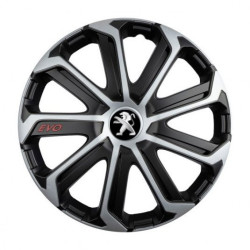 Puklice pre Peugeot (staršie logo) 14 Evo black&silver
