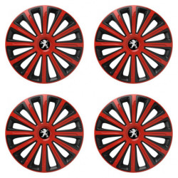 Puklice pre Peugeot (staršie logo) 15 TREND red and black