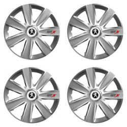 Puklice pre Peugeot (staršie logo) 15 GTX CARBON silver