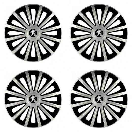 Puklice pre Peugeot (staršie logo) 16 TREND silver and black