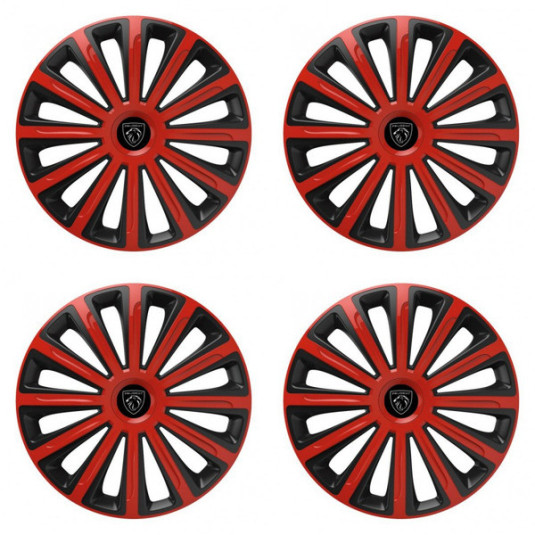 Puklice pre Peugeot (nové logo) 15 TREND red and black