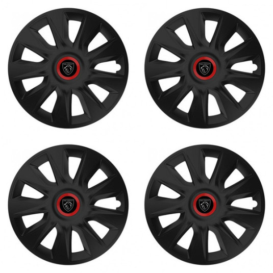 Puklice pre Peugeot (nové logo) 15 STRATOS RR black