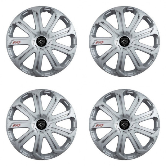 Puklice pre Peugeot (nové logo) 16 Evo silver