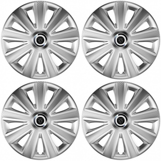 Puklice pre Peugeot (nové logo) 16 Aviator carbon RC 16 silver