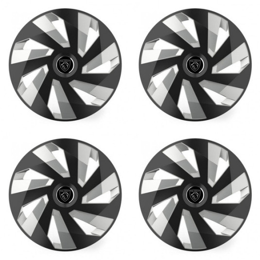 Puklice pre Peugeot (nové logo) 16 Vector RC black and silver