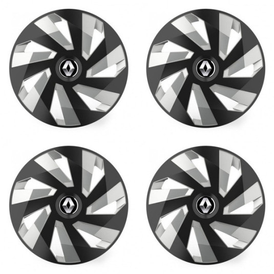 Puklice pre Renault (staršie logo) 15 Vector RC black and silver