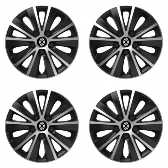 Puklice pre Renault (nové logo) 15 RAPIDE silver and black