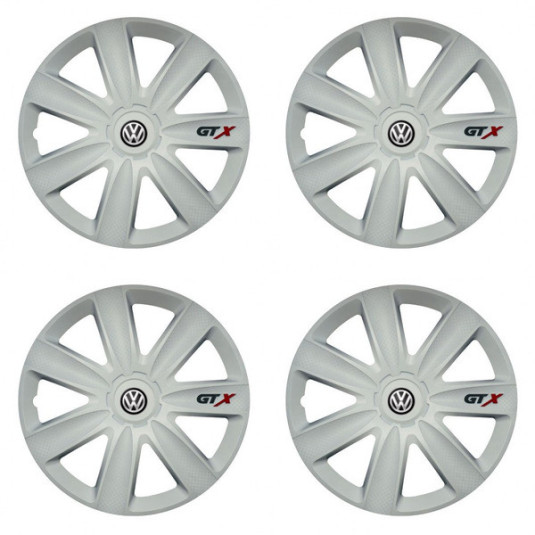 Puklice pre VW (čierne) 14 GTX carbon white