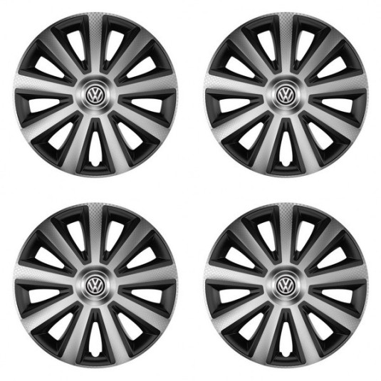 Puklice pre VW (čierne) 16 Aviator carbon silver&black