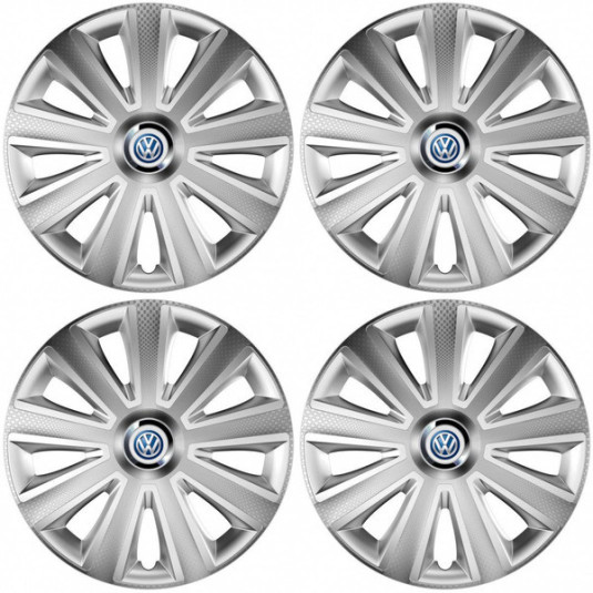 Puklice pre VW (modré) 15 Aviator carbon silver