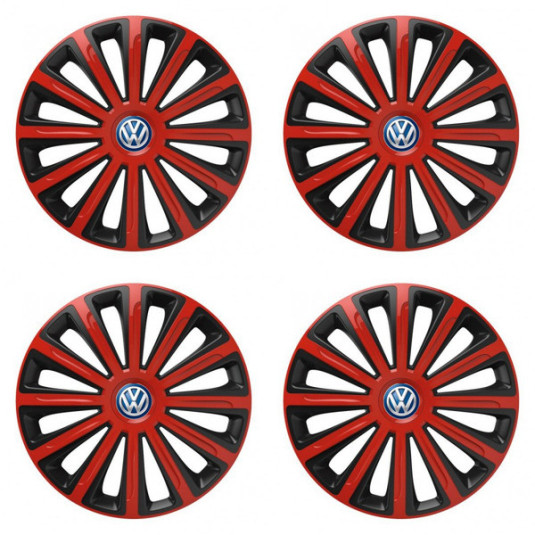 Puklice pre VW (modré) 15 TREND red and black