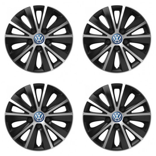 Puklice pre VW (modré) 15 RAPIDE silver and black