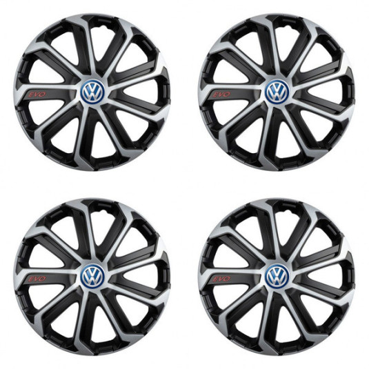 Puklice pre VW (modré) 16 Evo black&silver