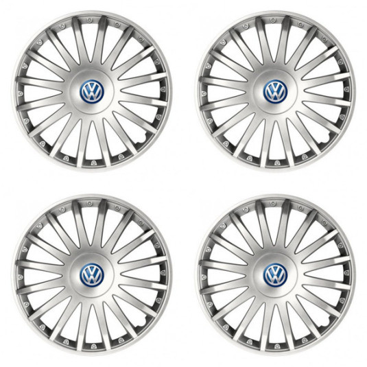 Puklice pre VW (modré) 16 CRYSTAL silver