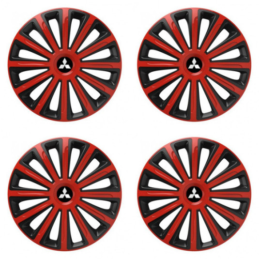 Puklice pre Mitsubishi (strieborné) 15 TREND red and black