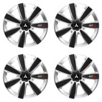 Puklice pre Mitsubishi (strieborné) 15 GTX CARBON silver/black