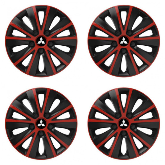 Puklice pre Mitsubishi (strieborné) 16 RAPIDE red and black