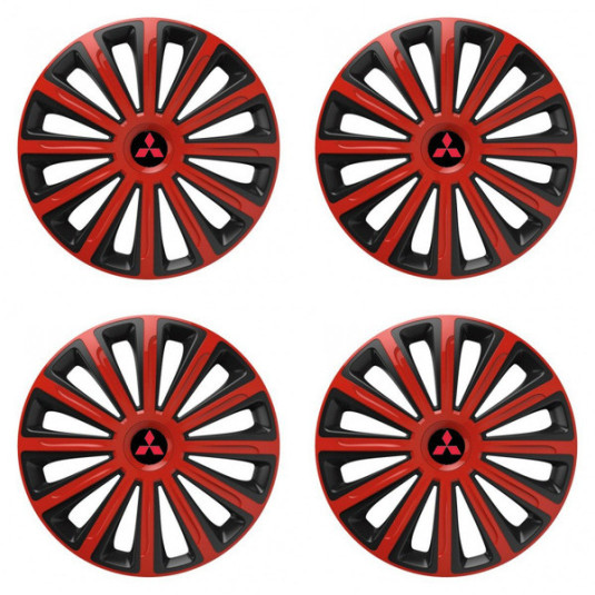 Puklice pre Mitsubishi (červené) 15 TREND red and black