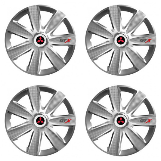 Puklice pre Mitsubishi (červené) 15 GTX CARBON silver