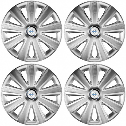 Puklice pre Volvo (biele) 15 Aviator carbon silver
