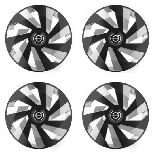 Puklice pre Volvo (čierne) 16 Vector RC black and silver