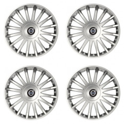 Puklice pre Volvo (čierne) 16 CRYSTAL silver