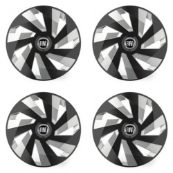 Puklice pre Fiat (čierny) 14 Vector RC black and silver
