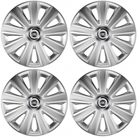 Puklice pre Fiat (čierny) 15 Aviator carbon silver